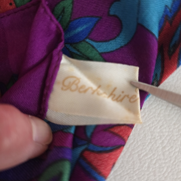 Berkshire Square Blue Red Jewel Tone Scarf Made In Italy Boho Colorful Chic - Picture 8 of 9